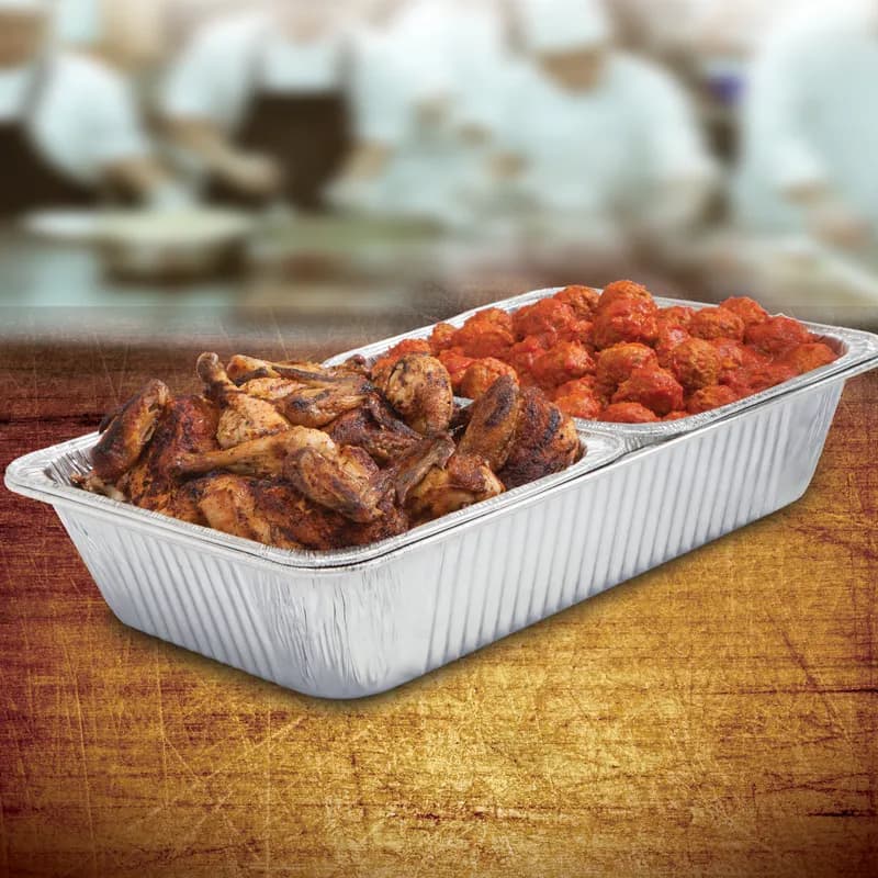 Steam Table Pan 1/2 Size 84 OZ Aluminum Silver Shallow Full Curl 100/Case