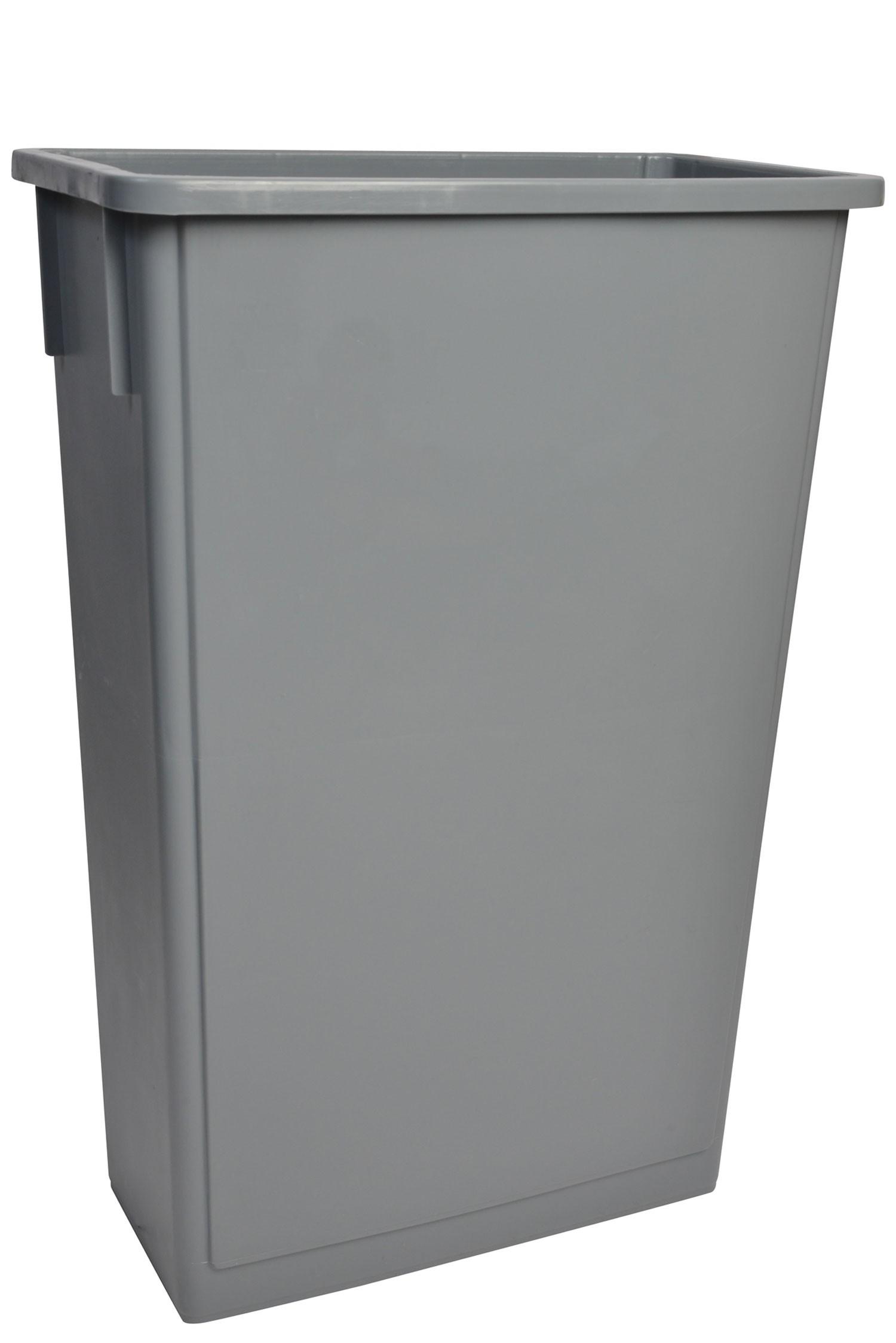 Trash Can 23 GAL 92 QT Gray Rectangle Plastic Slim 1/Each
