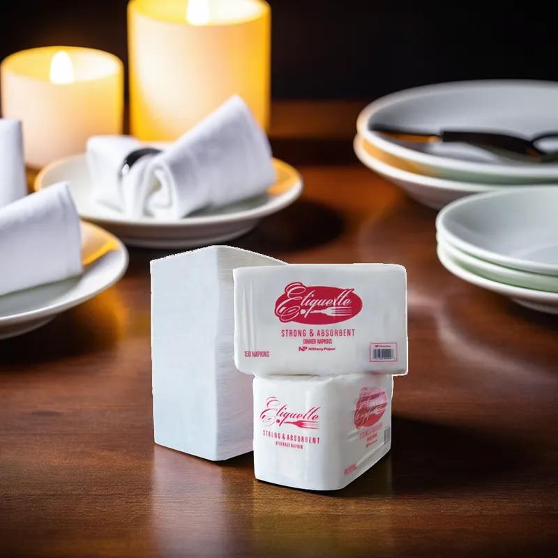 Victoria Bay Dinner Napkins 14.5X16.75 IN White Paper 2PLY 1/8 Fold 3000/Case