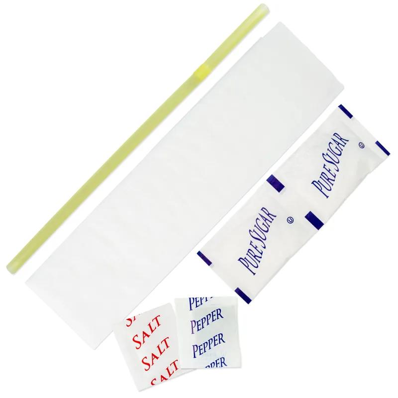 5PC Hospitality Kit Blue With Flex Straw 13X17 Napkin Sugar Salt Pepper 250/Case