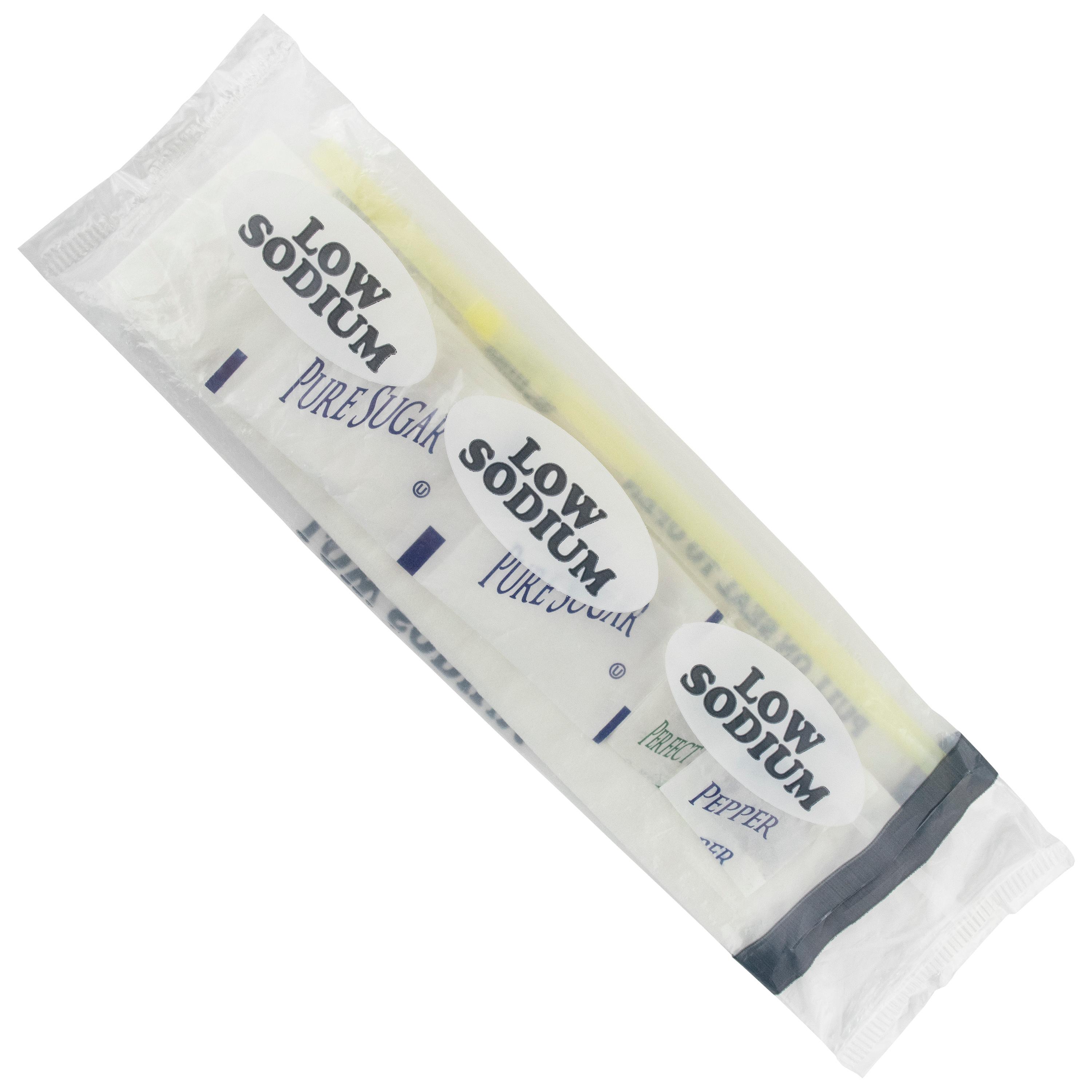 6PC Hospitality Kit Gray With Perfect Seasonings 13X17 Napkin 2 Sugars Pepper Flex Straw 250/Case