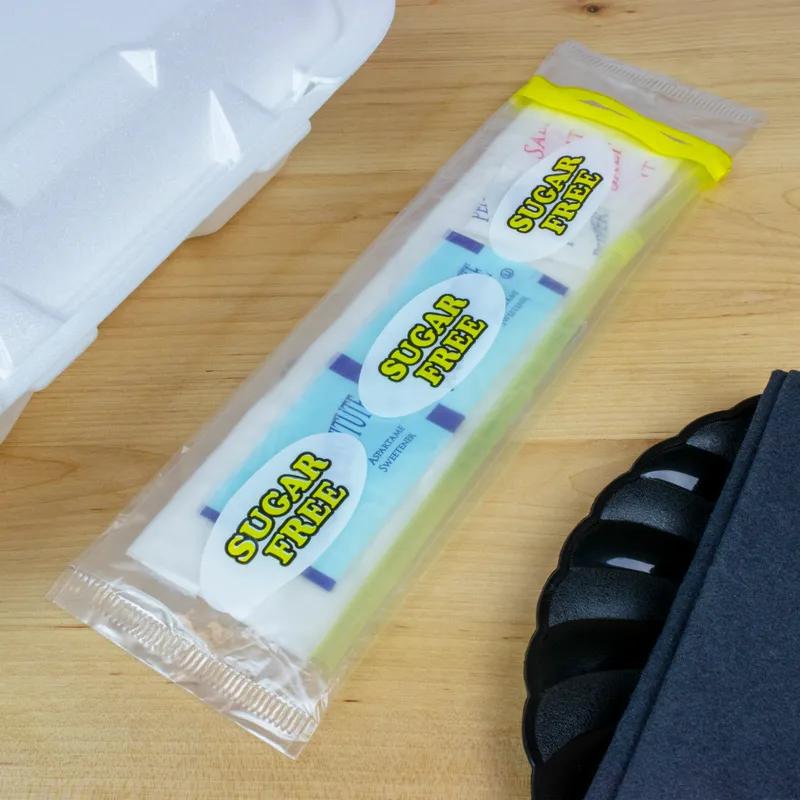 6PC Hospitality Kit Yellow With Flex Straw 13X17 Napkin 2 Sugar Substitutes Salt Pepper 250/Case