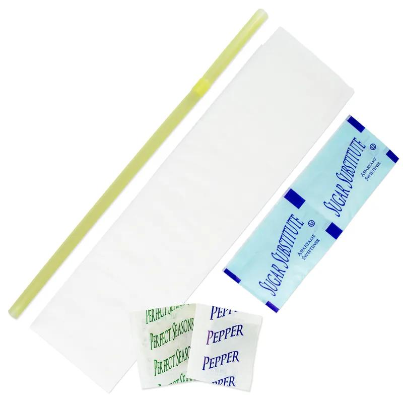 5PC Hospitality Kit Orange With Perfect Seasonings 2 Sugar Substitutes Pepper 13X17 Napkin 250/Case