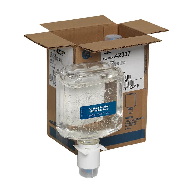 enMotion® Hand Sanitizer Gel 1000 mL Unscented Fragrance Free Clear Dye Free E3 Rated 2/Case