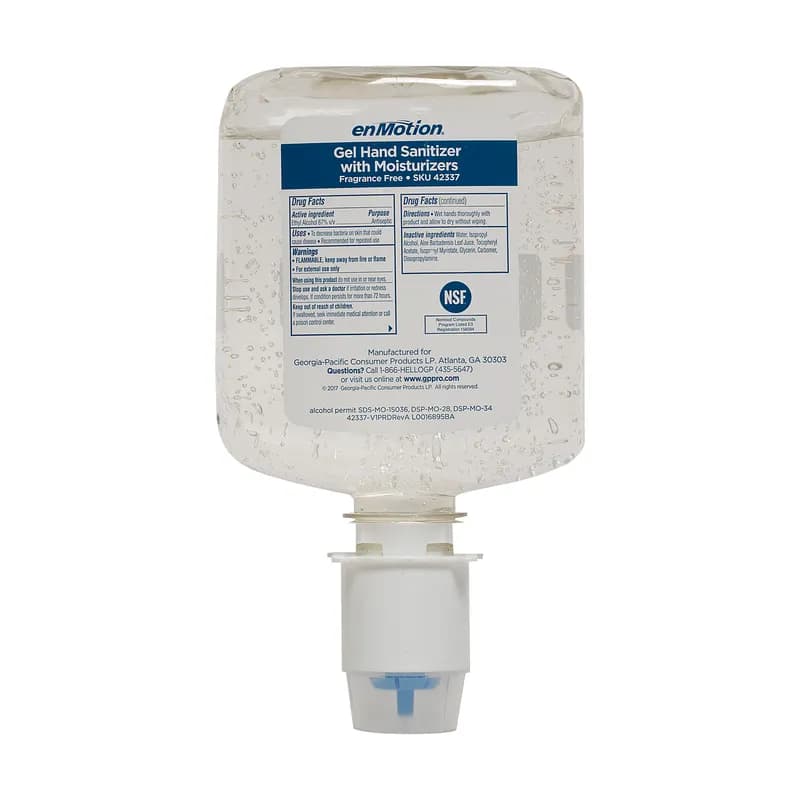 enMotion® Hand Sanitizer Gel 1000 mL Unscented Fragrance Free Clear Dye Free E3 Rated 2/Case