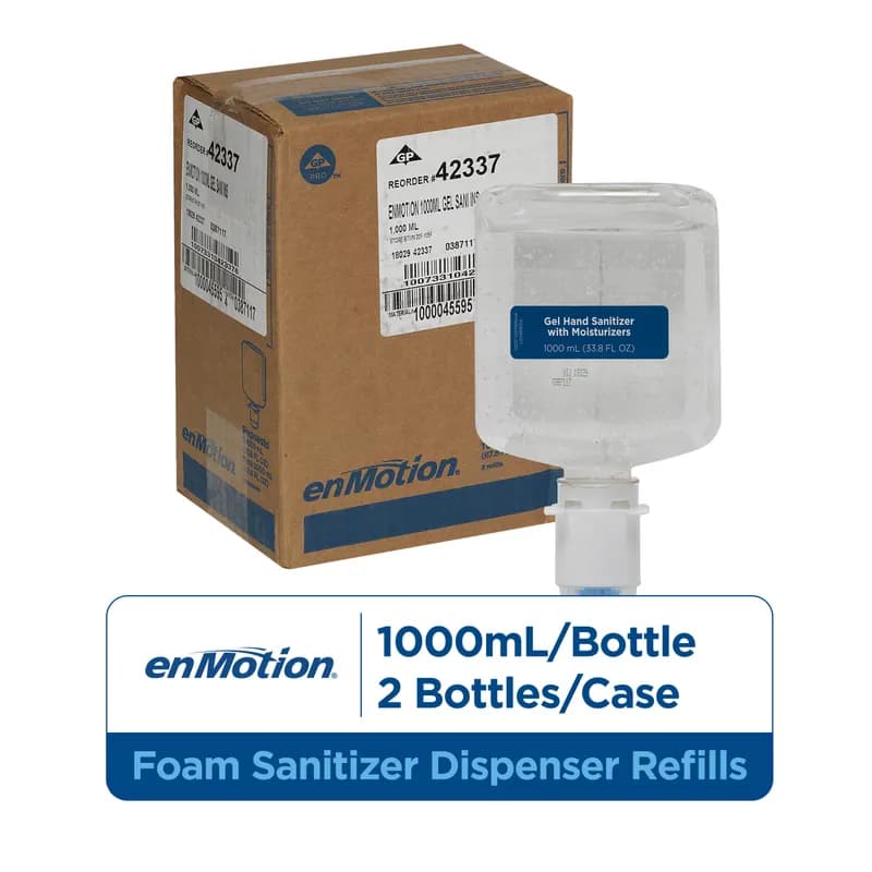 enMotion® Hand Sanitizer Gel 1000 mL Unscented Fragrance Free Clear Dye Free E3 Rated 2/Case