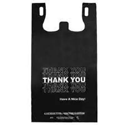 Bag 12X6.25X21.5 IN Plastic 20MIC Black Thank You Gusset 350/Case