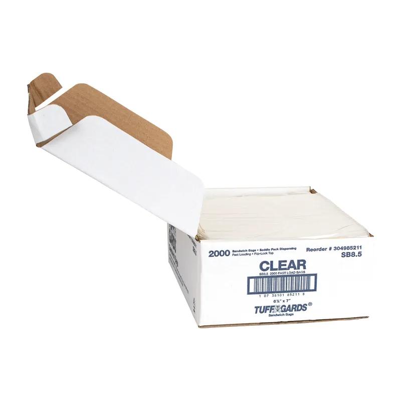 Tuffgards® Sandwich Bag 6.5X7 IN HDPE Clear With Flip Top Closure Saddlepack 2000/Case