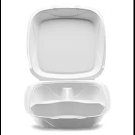 Darnel Naturals® Take-Out Container Hinged With Dome Lid 9X9X3 IN 3 Compartment Paper Pulp Ivory Square 150/Case