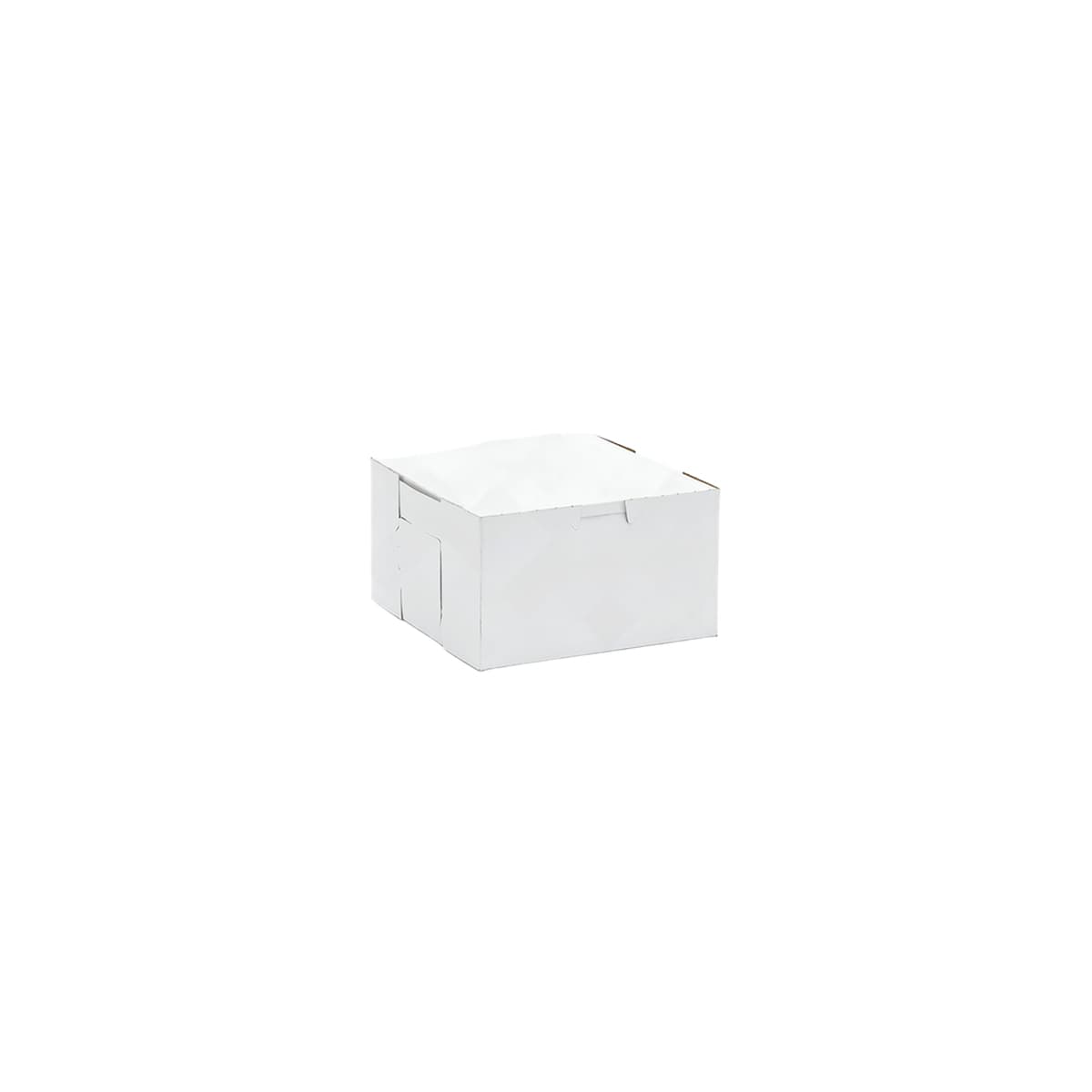 Easy Lock Cake Box 7X7X4 IN SUS Paperboard CRB White Square Lock Corner 1-Piece 250/Bundle