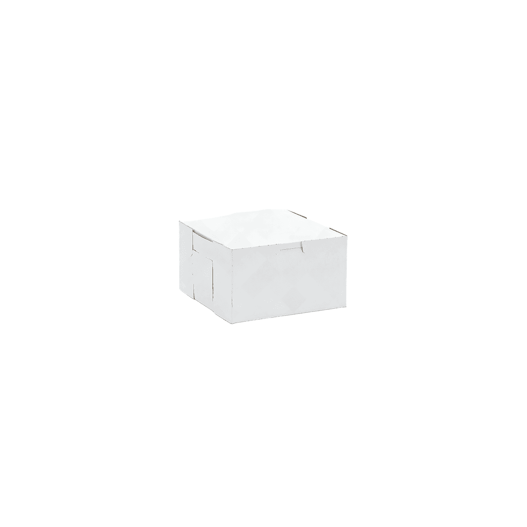 Easy Lock Cake Box 7X7X4 IN SUS Paperboard CRB White Square Lock Corner 1-Piece 250/Bundle