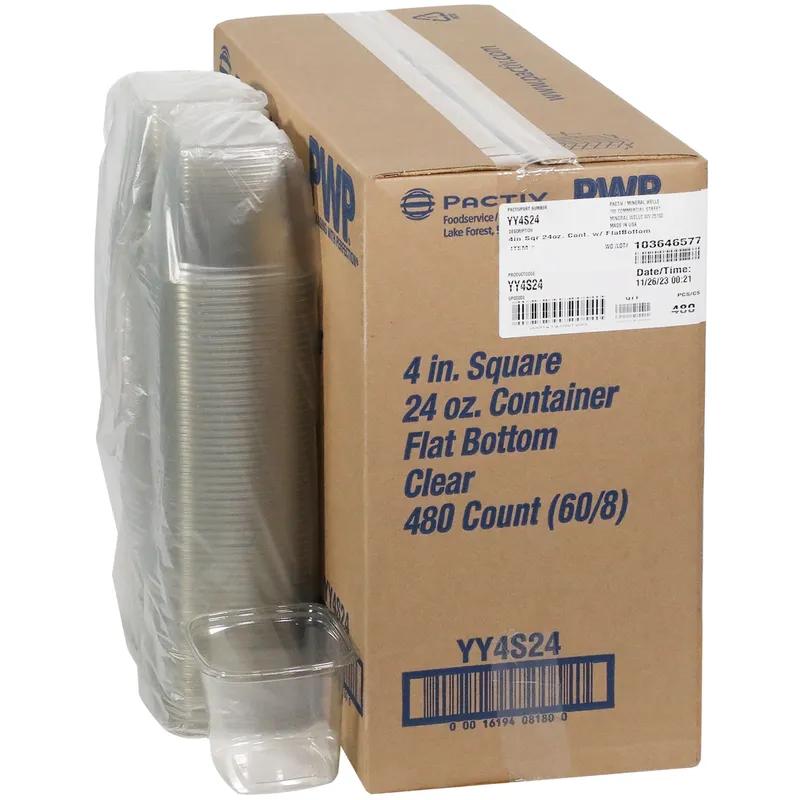 Deli Container Base 24 OZ PET Clear Square 480/Case