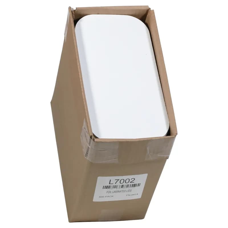 Lid Flat 12.3X6.2 IN Paperboard White Silver Rectangle For Container Laminated 500/Case