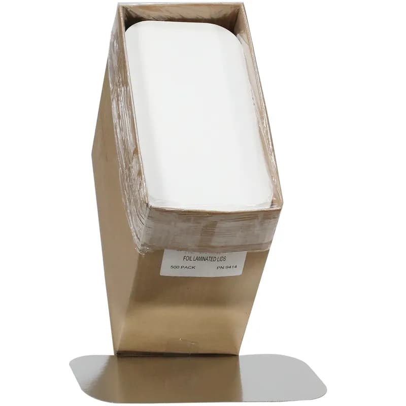 Lid Flat 12.3X6.2 IN Paperboard White Silver Rectangle For Container Laminated 500/Case