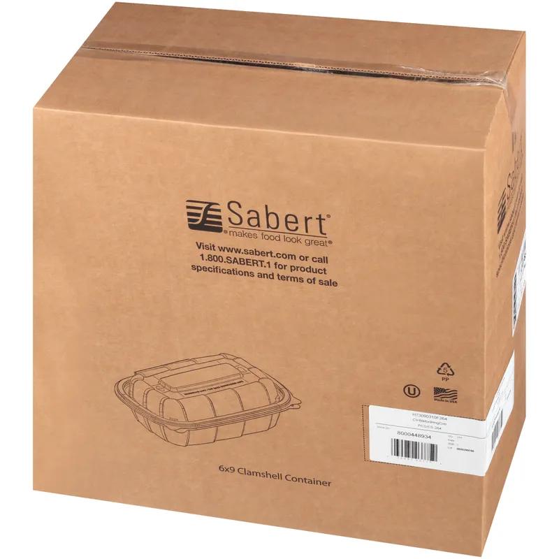 Take-Out Container Hinged With Dome Lid 6X9X3.5 IN PP Clear Black Rectangle 264/Case