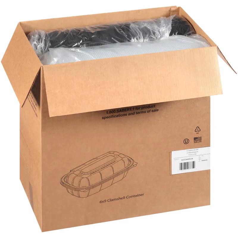 Take-Out Container Hinged With Dome Lid 6X9X3.5 IN PP Clear Black Rectangle 264/Case