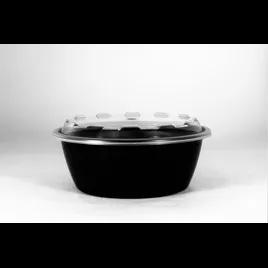 Take-Out Container Base & Lid Combo 32 OZ Plastic Black Round 150/Case