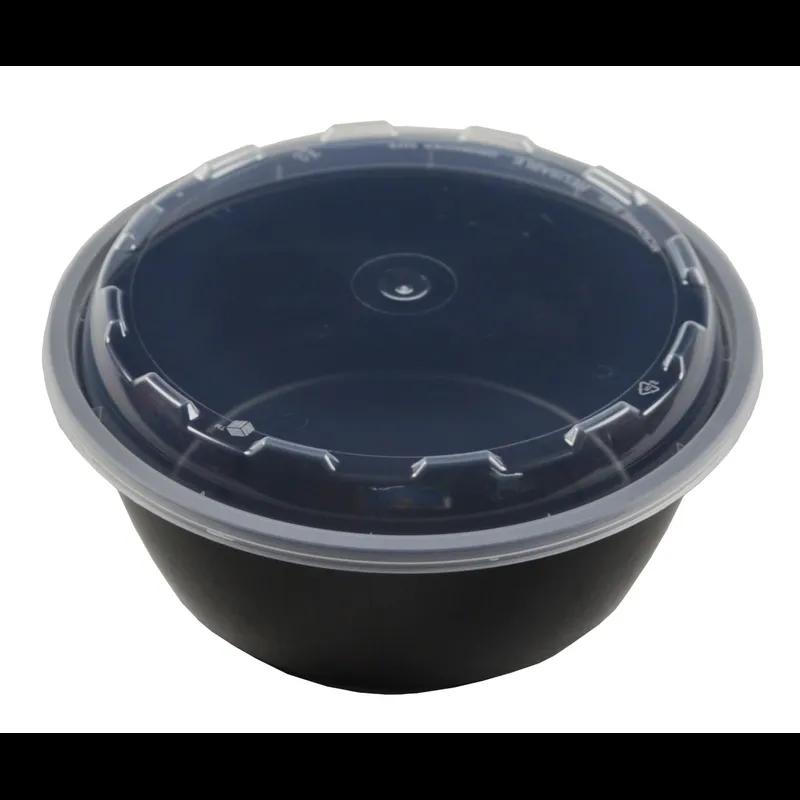 Take-Out Container Base & Lid Combo 32 OZ Plastic Black Round 150/Case