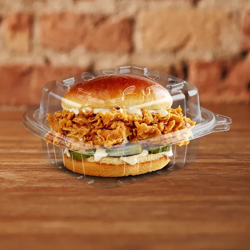 Take-Out Container Hinged With Dome Lid 6X6 IN PP Clear Square Anti-Fog 300/Case