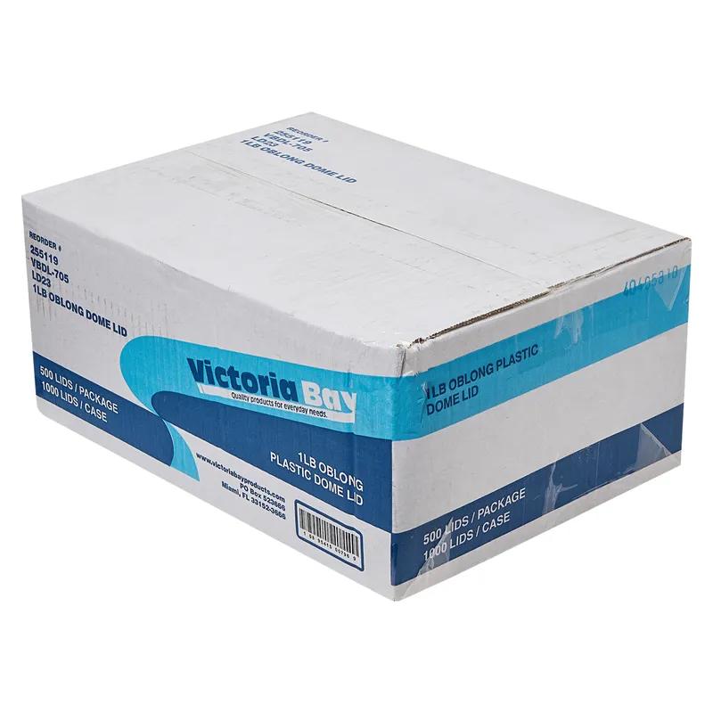 Victoria Bay Lid Dome 5.5X4.5X0.75 IN Plastic Clear Oblong For 16 OZ Container 250 Count/Pack 4 Packs/Case 1000 Count/Case