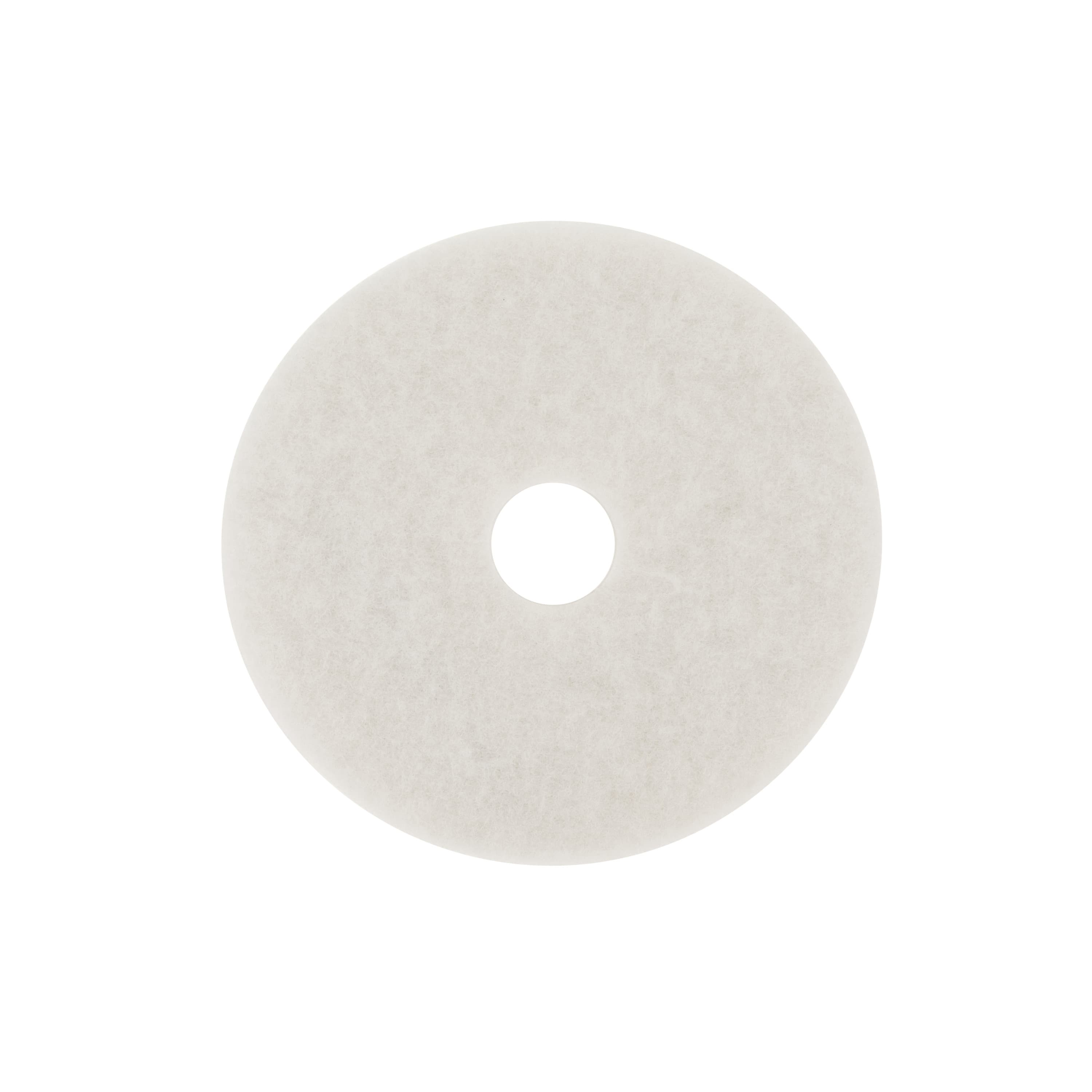 3M™ 4100 Scrubbing Pad 20X1 IN White Non-Woven Polyester Fiber 175-600 RPM Center Hole 5/Case