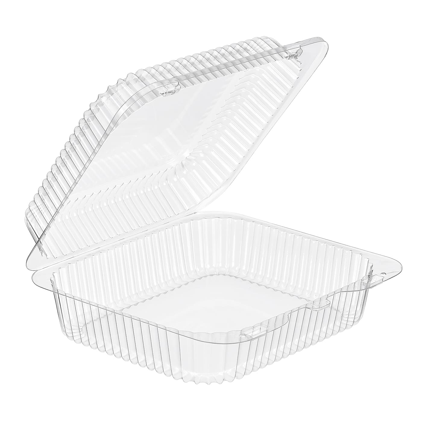 Essentials Take-Out Container Hinged With Dome Lid 8.25X7.6875X2.9375 IN RPET Clear Square 250/Case