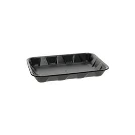 4D Supermarket Tray 9.5X7X1.25 IN Polystyrene Foam Black Rectangle Heavy 400/Case