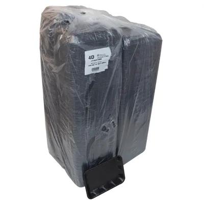 4D Supermarket Tray 9.5X7X1.25 IN Polystyrene Foam Black Rectangle Heavy 400/Case