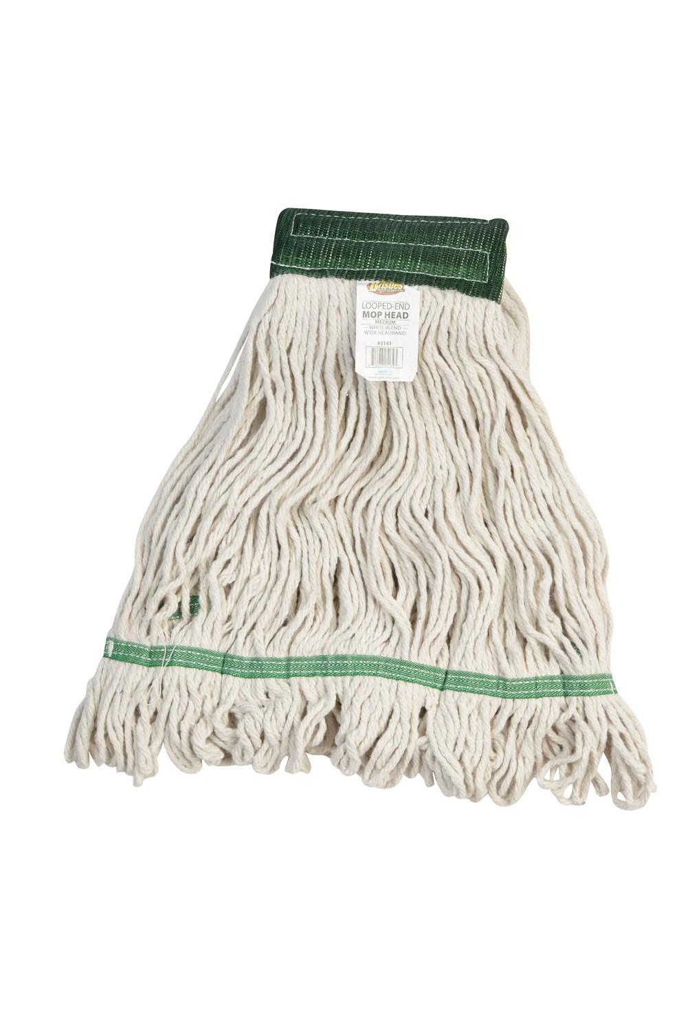 Mop Head Medium (MED) White Cotton Synthetic Fiber 4PLY Loop End Launderable 1/Each