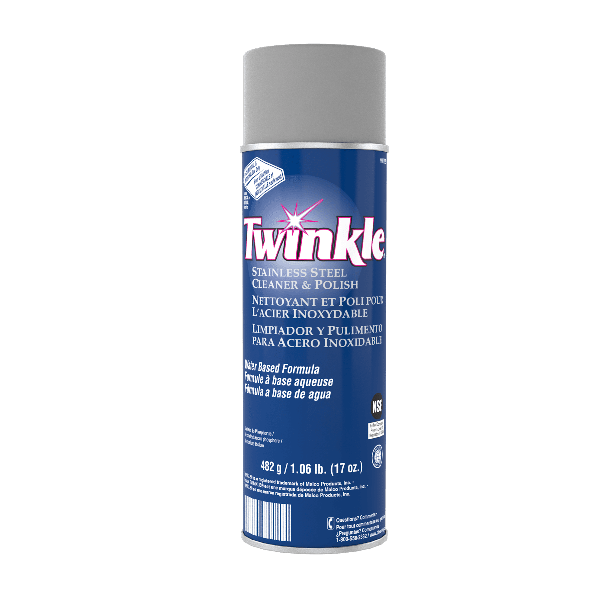 Malco Twinkle® Stainless Steel Cleaner & Polish 17 FLOZ Aerosol RTU Water-Based 12/Case