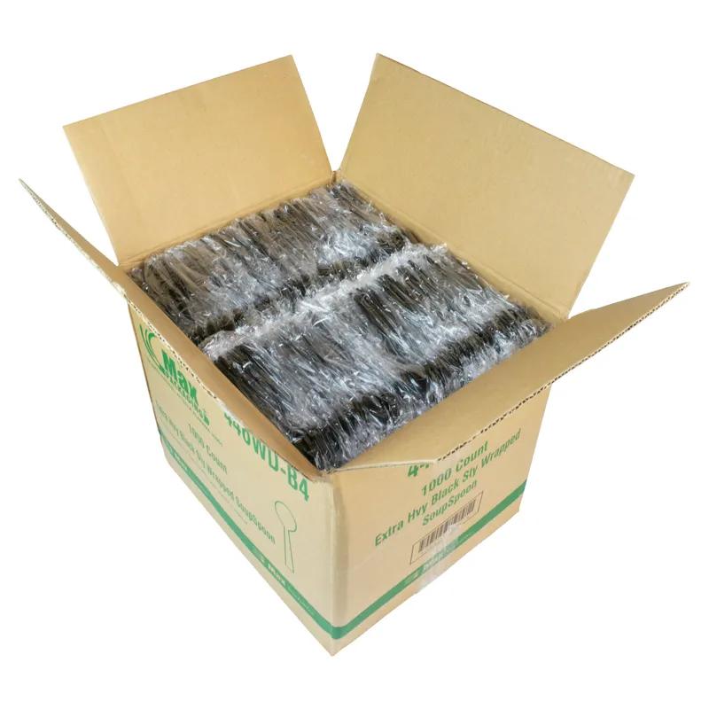 Soup Spoon PS Black Heavy Duty Individually Wrapped 1000/Case