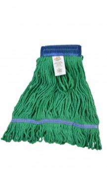 Barricade® Mop Head Medium (MED) Green Synthetic Yarn Polyester 4PLY Loop End 9 IN Headband Anti-Microbial 1/Each