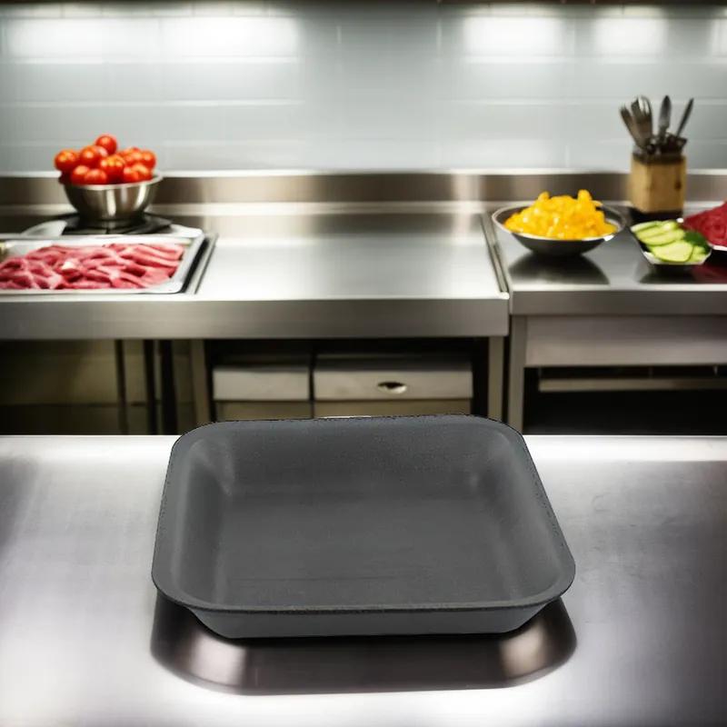 Dyne-A-Pak 4PL Meat Tray 9.125X7.125X1.25 IN Polystyrene Foam Black 400/Case