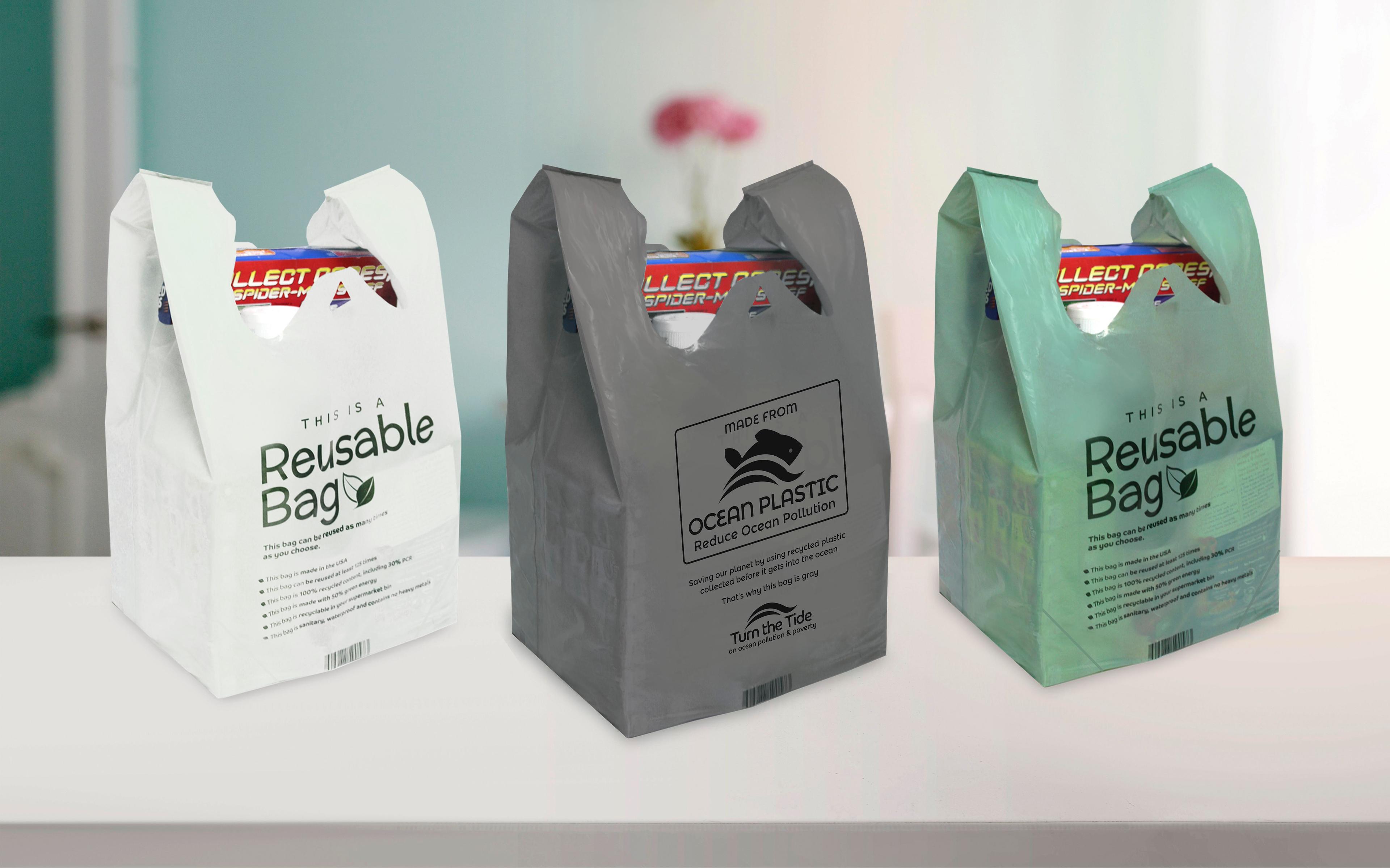 Hippo Sak® Bag 12X7X23 IN Post-Consumer Resin (PCR) 28MIC Gray Gusset Reusable 50 Count/Pack 6 Packs/Case 300 Count/Case