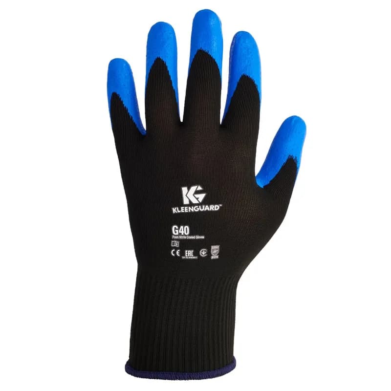 KleenGuard™ G40 Gloves 9 Large (LG) Blue Black Nylon Fiber Nitrile Nitrile Coated 12/Pack