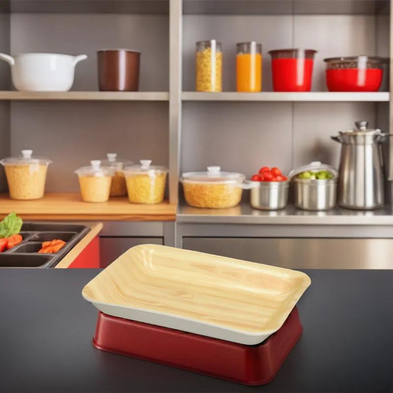 2 Meat Tray 8X5.5X1 IN Polystyrene Foam Wood Grain Rectangle 300/Case