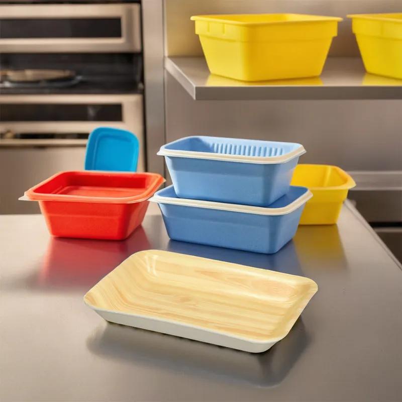 2 Meat Tray 8X5.5X1 IN Polystyrene Foam Wood Grain Rectangle 300/Case