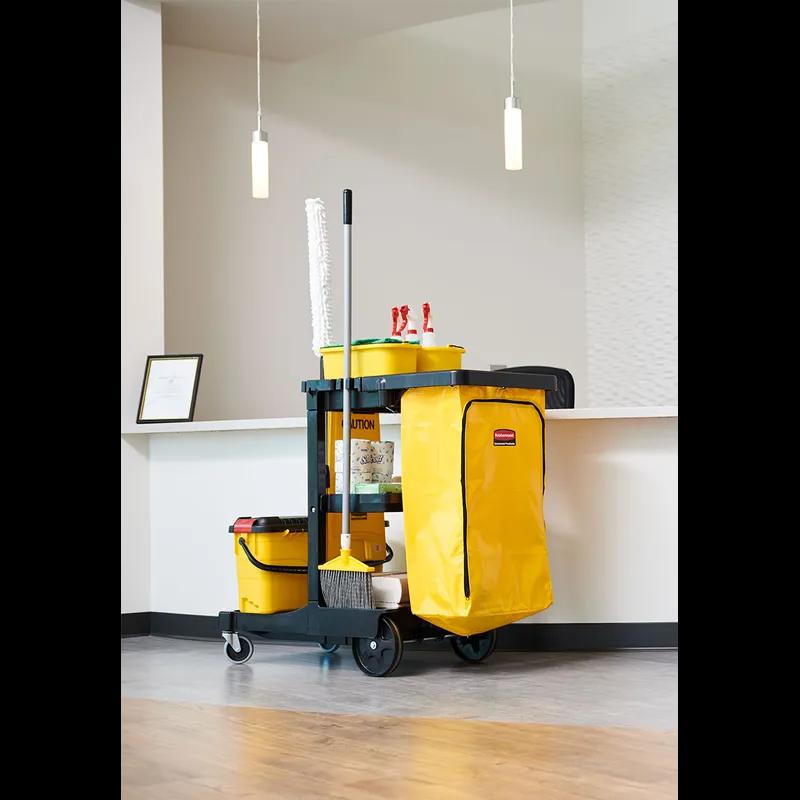 Janitorial Cleaning Cart 46X21.75X38.38 IN Black Yellow Plastic Vinyl With Vinyl Bag 1/Case