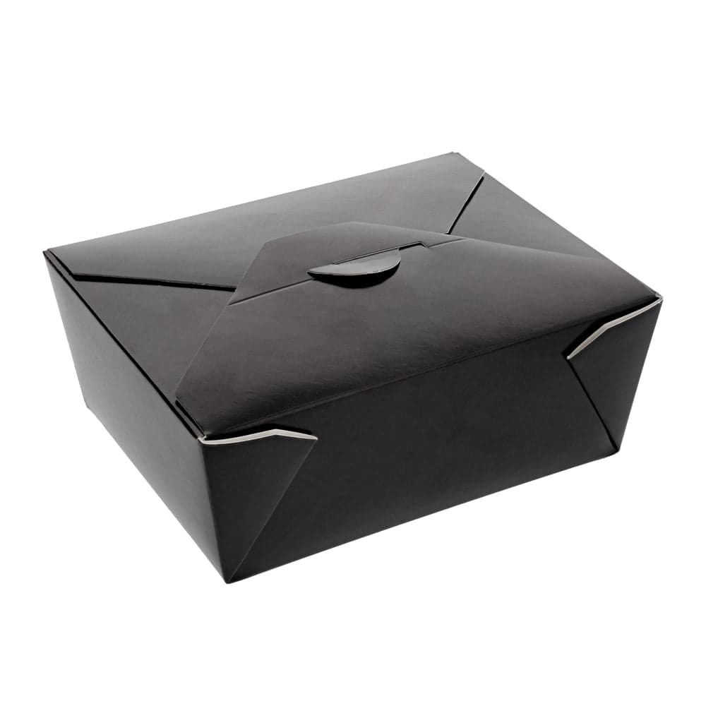 #8 Take-Out Box Fold-Top 6X4.75X2.5 IN Paper Black 50 Count/Pack 6 Packs/Case 300 Count/Case