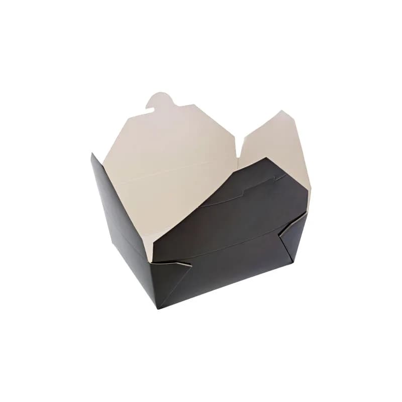 #8 Take-Out Box Fold-Top 6X4.75X2.5 IN Paper Black 50 Count/Pack 6 Packs/Case 300 Count/Case