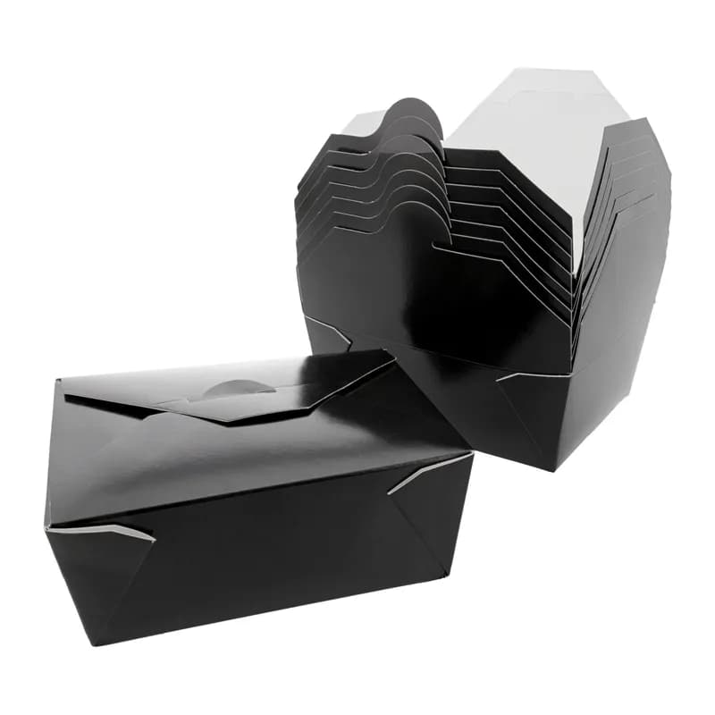 #8 Take-Out Box Fold-Top 6X4.75X2.5 IN Paper Black 50 Count/Pack 6 Packs/Case 300 Count/Case
