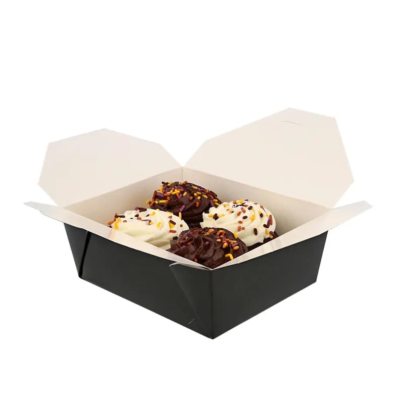 #8 Take-Out Box Fold-Top 6X4.75X2.5 IN Paper Black 50 Count/Pack 6 Packs/Case 300 Count/Case
