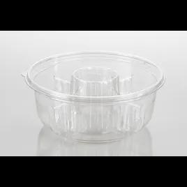 Deli Container Base 9.25X3.8 IN 5 Compartment PET Clear Round 128/Case