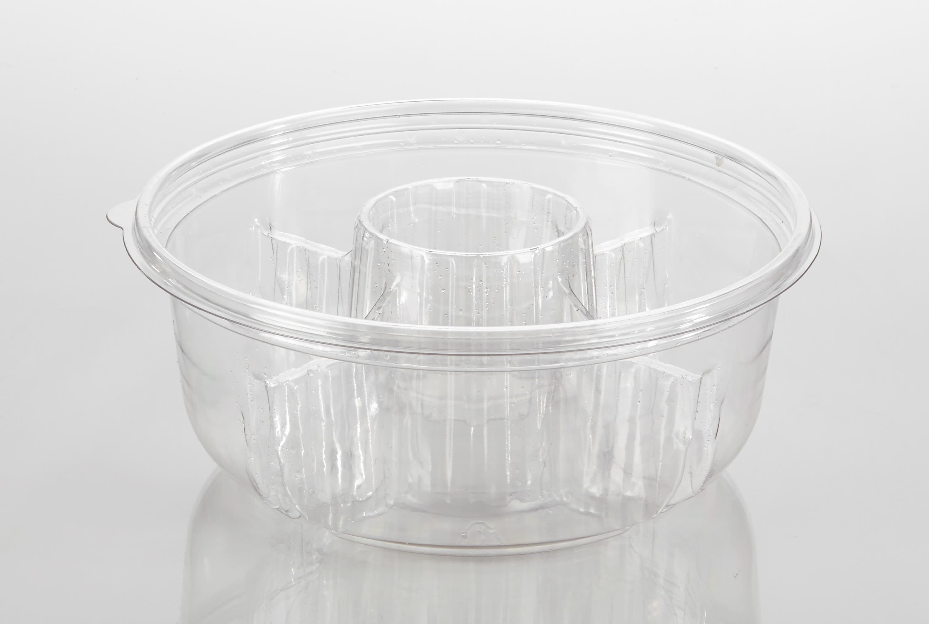 Deli Container Base 9.25X3.8 IN 5 Compartment PET Clear Round 128/Case
