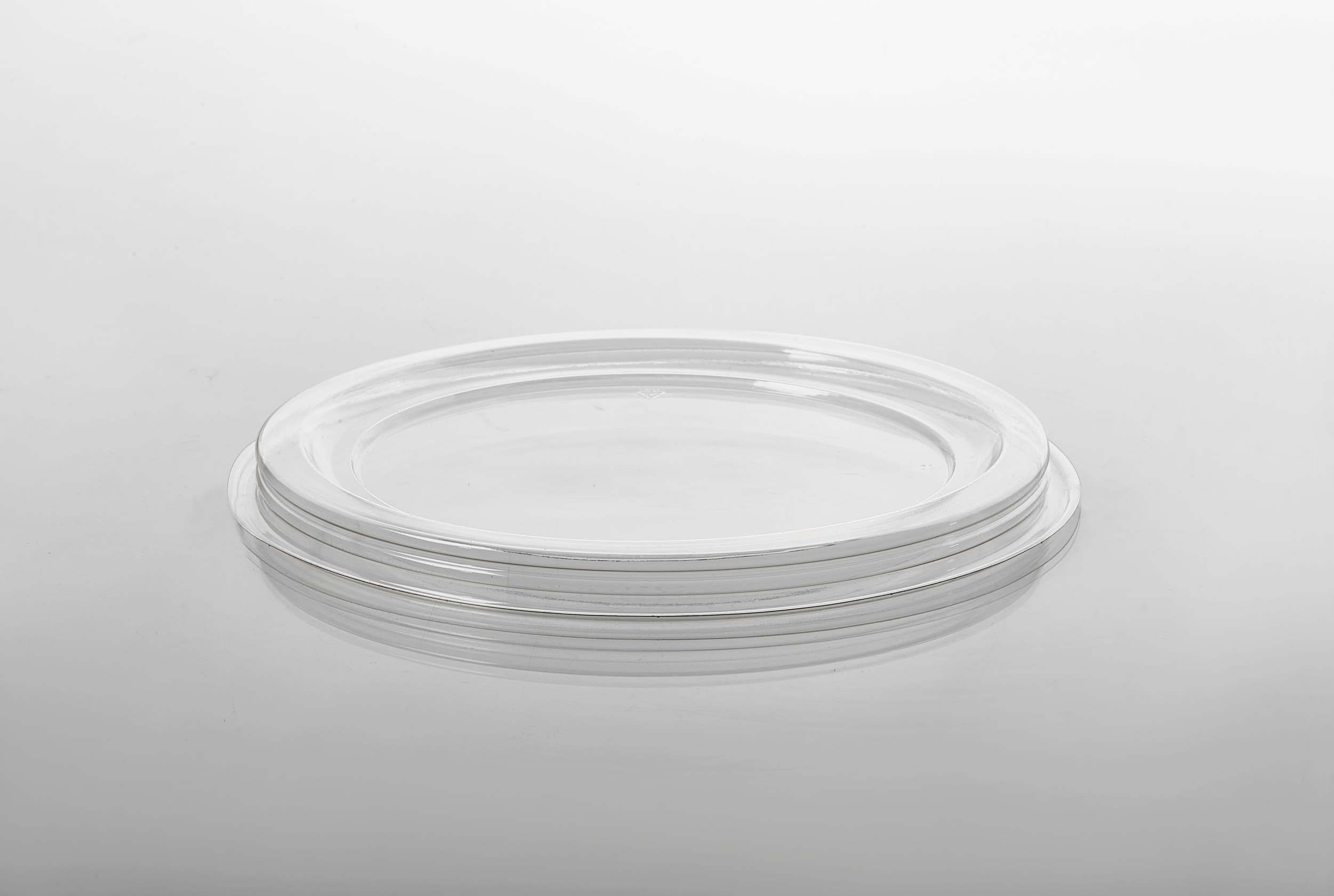 Lid Flat 9.38X0.64 IN 5 Compartment PET Clear Round For Compartment Tray Unhinged 240/Case