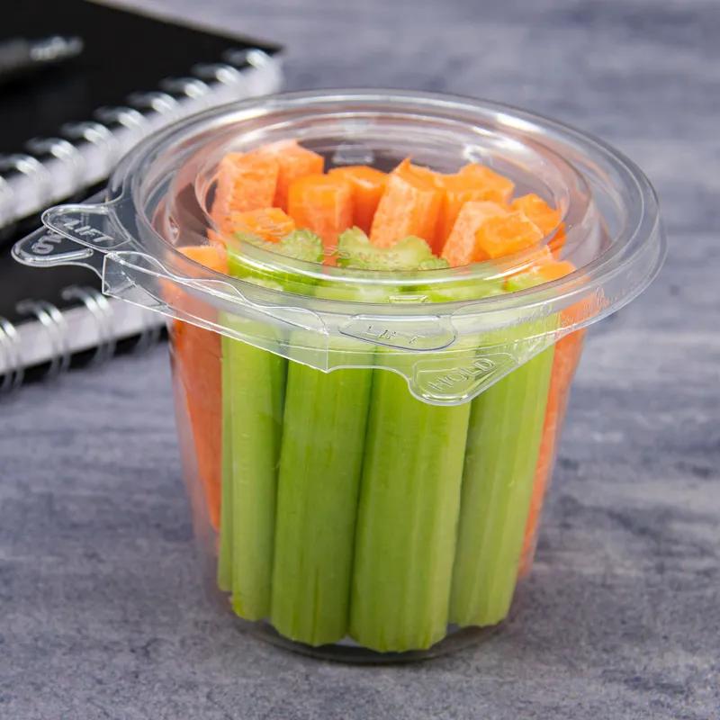 Dart® Safeseal™ Snack Deli Container Hinged With Flat Lid 12 OZ PET Clear 64 Count/Pack 4 Packs/Case 256 Count/Case