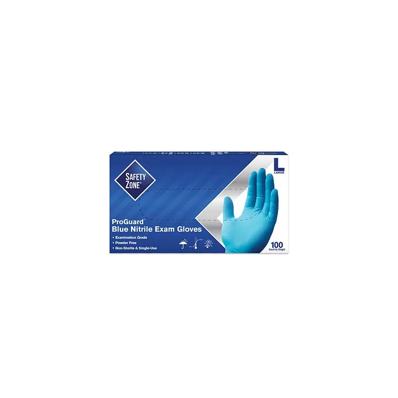 Safety Zone® Non-Medical Gloves Large (LG) Blue 3MIL Nitrile Disposable Powder-Free 1000/Case