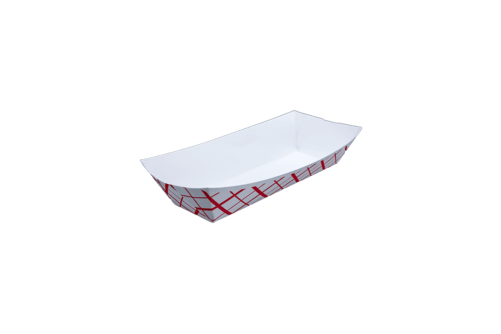 Hot Dog Food Tray 7X2.75X1.5 IN SBS Paperboard White Red Rectangle 1000/Case