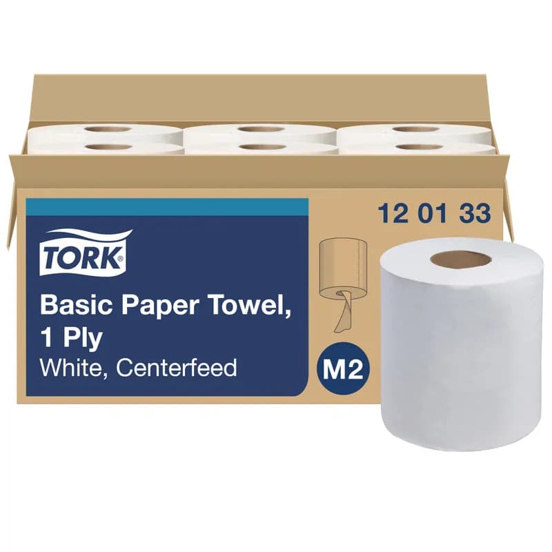 Tork Roll Paper Towel M2 11.8X8.25 IN 983.333 FT 1PLY White Centerfeed Refill 1000 Sheets/Roll 6 Rolls/Case
