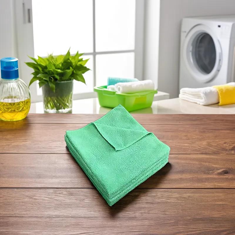 Cleaning Towel 16X16 IN Microfiber Green 1/Dozen